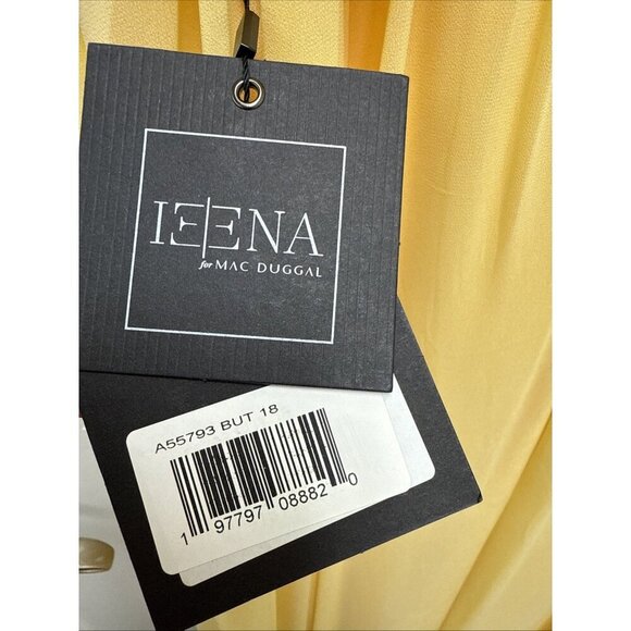 New MAC DUGGAL Size 18 Evening Gown Yellow Chiffon Sleeveless Wrap Formal Dress - Picture 13 of 16